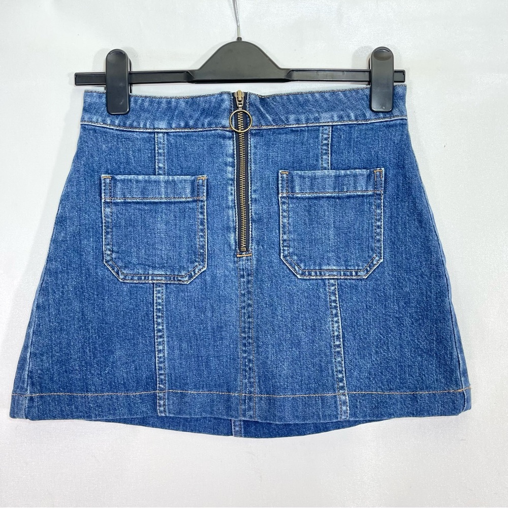 Madewell Denim Mini Skirt Women’s 27 XS Blue Jean Pockets Zip Front 14.5”